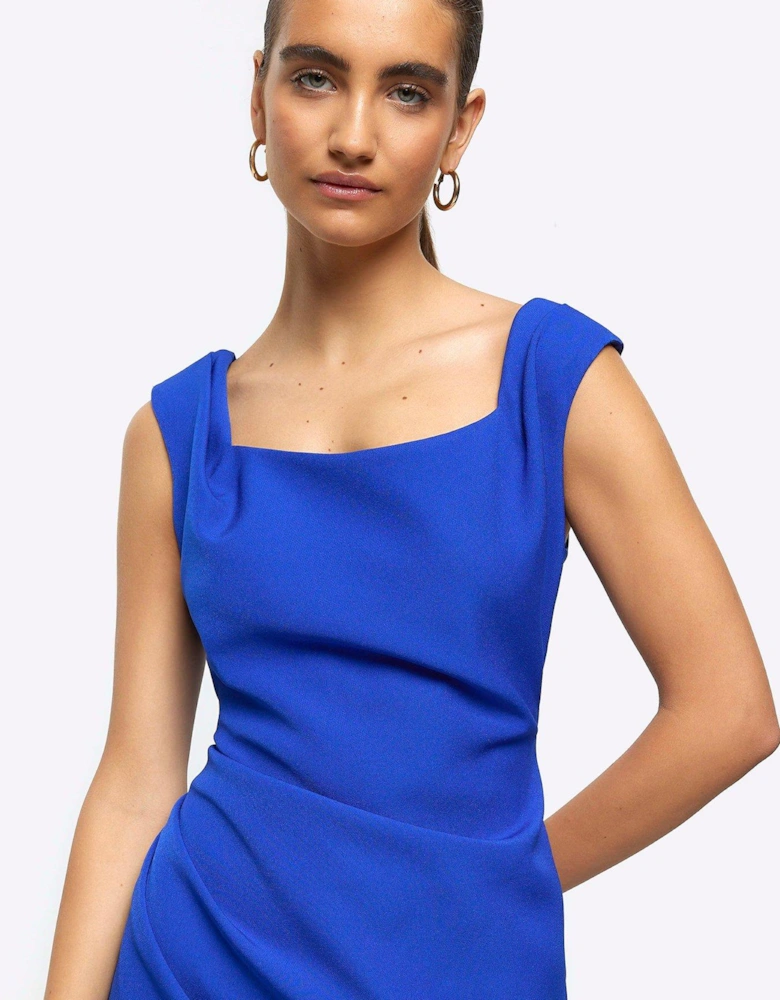 Ruched Bodycon Dress - Bright Blue