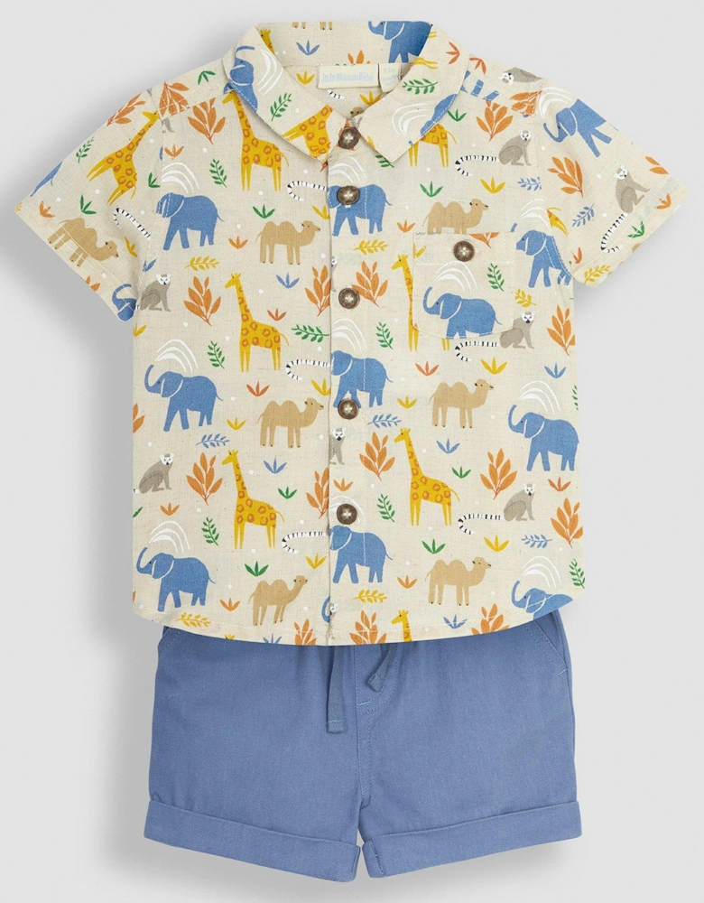 Boys 2-Piece Desert Safari Shirt & Shorts Set - Beige