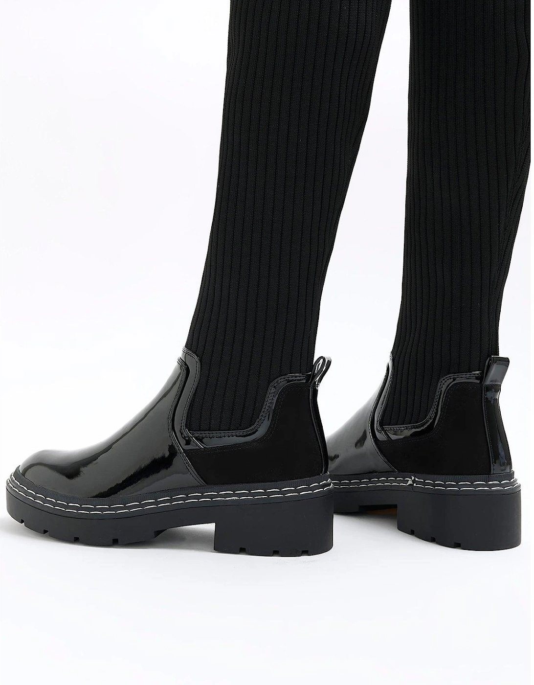 Knitted High Leg Boot - Black