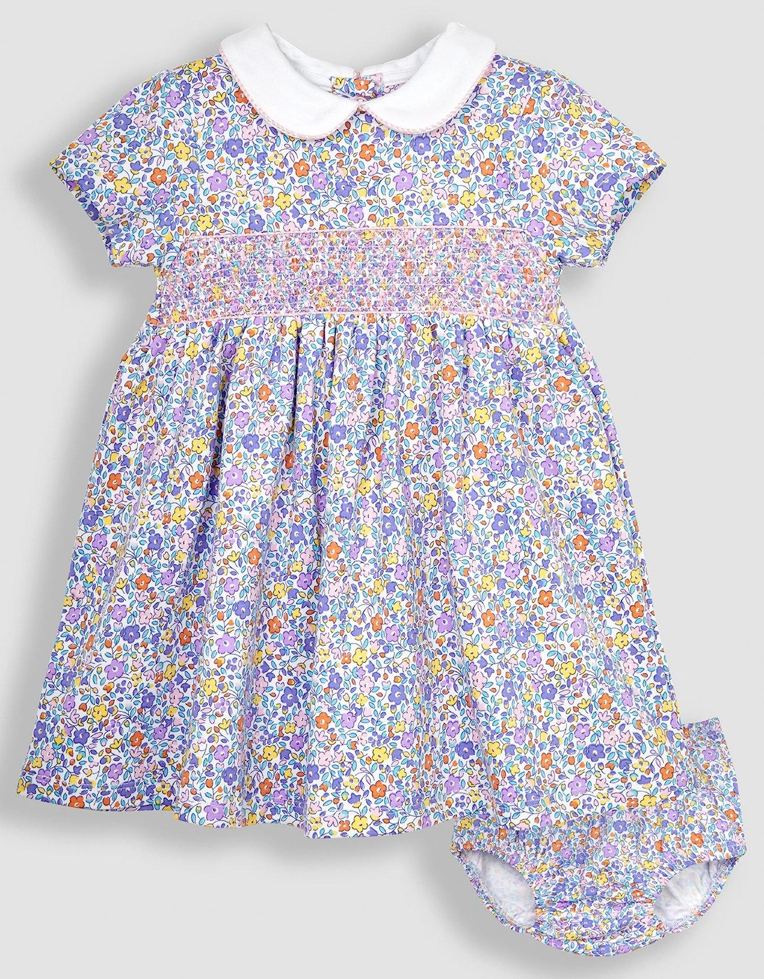 Girls Ditsy Floral Smocked Dress - Purple, 2 of 1