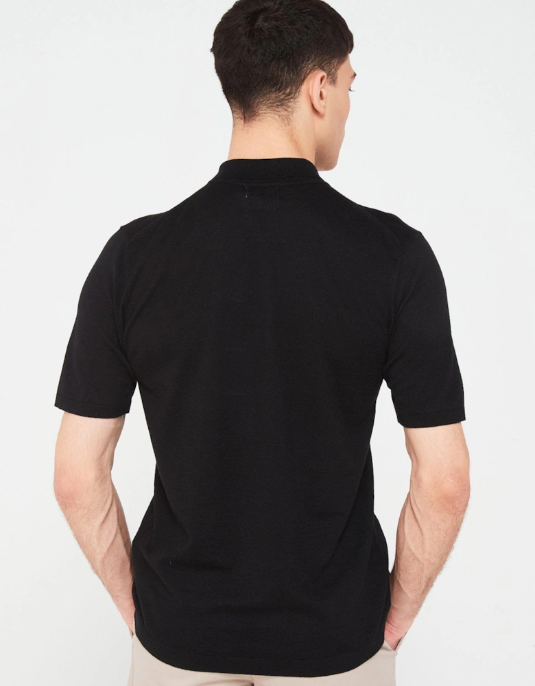 Cotton Silk Polo Shirt - Black  