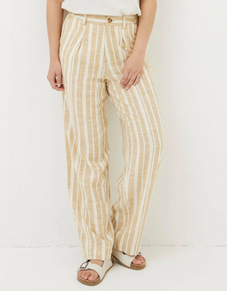 Pendeen Linen Blend Stripe Trouser - Beige