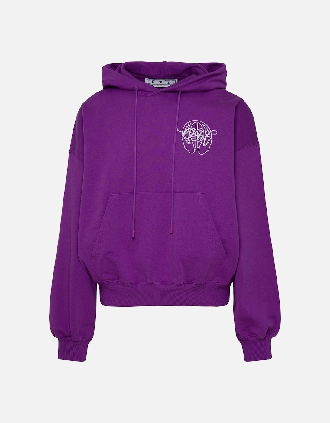 Off White Hand Arrow Design Boxy Fit Purple Oversized Hoodie, 3 of 2