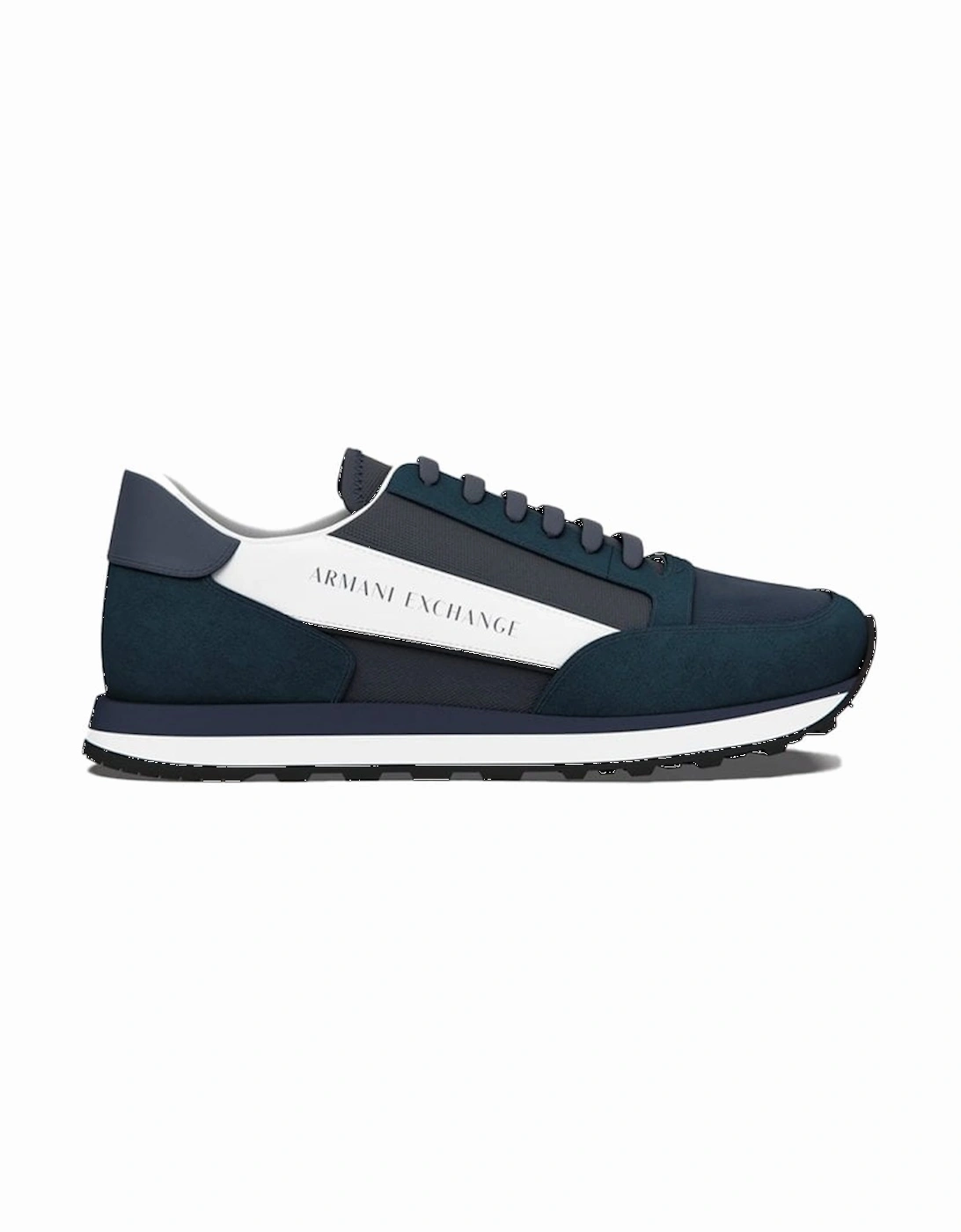 Mens Leather Sneaker Navy Navy+off White, 6 of 5