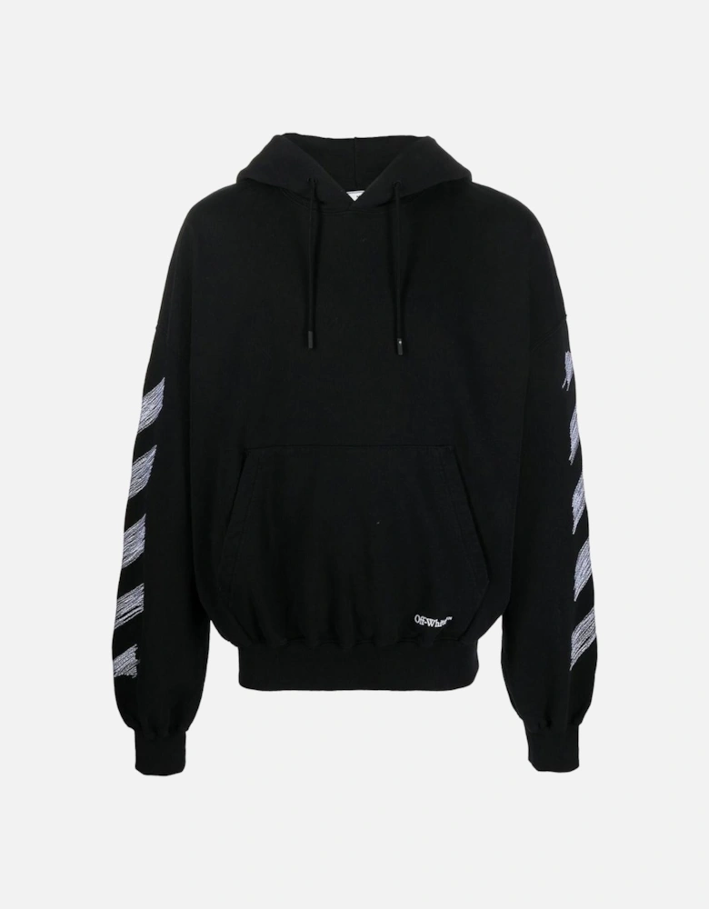 Scribble Diag Boxy Black Oversized Hoodie