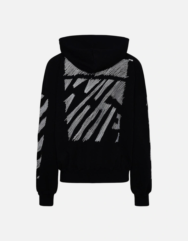 Scribble Diag Boxy Black Oversized Hoodie