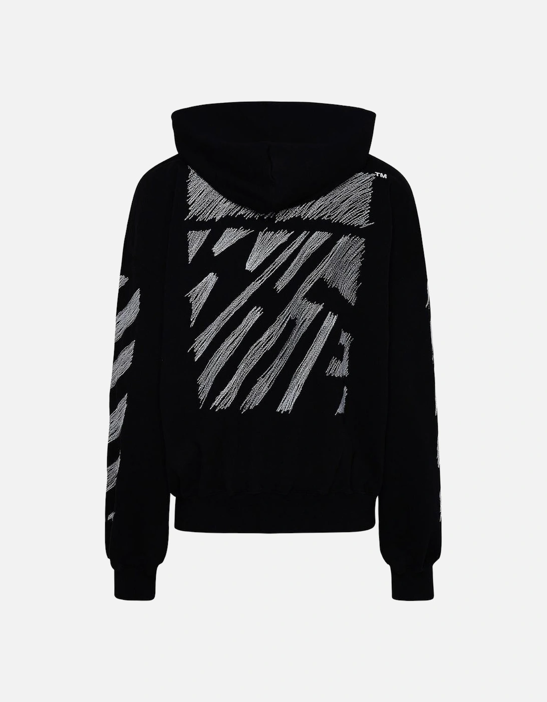 Scribble Diag Boxy Black Oversized Hoodie
