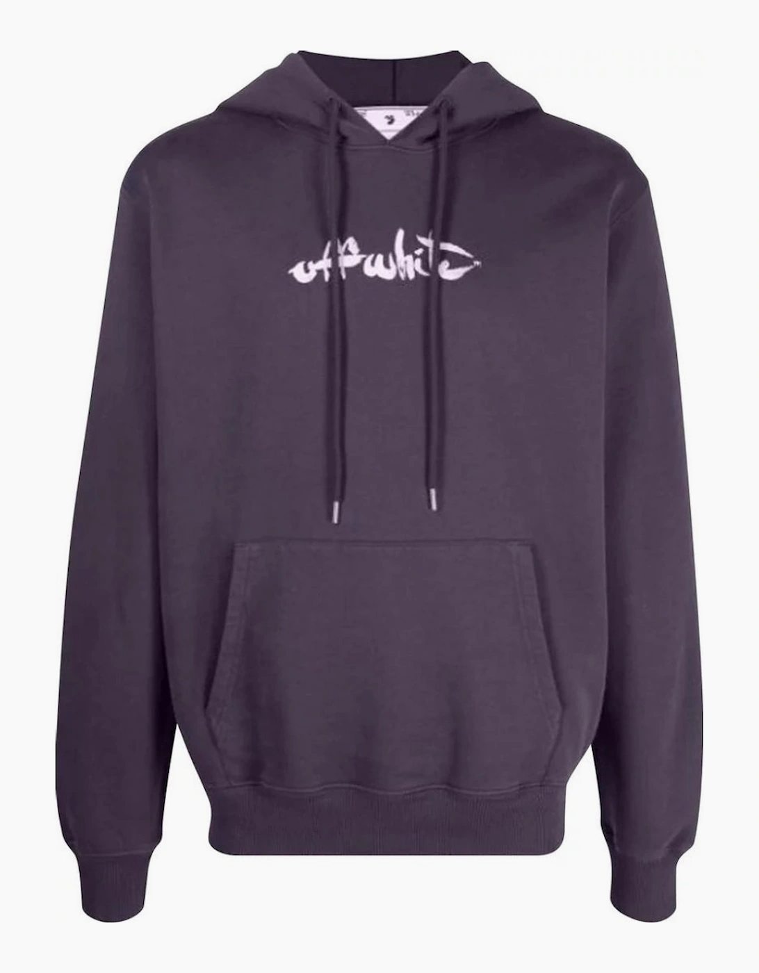 Off-White OFF-WHITE Men's Off White Script Logo Slim Fit Aubergine Hoodie - Purple