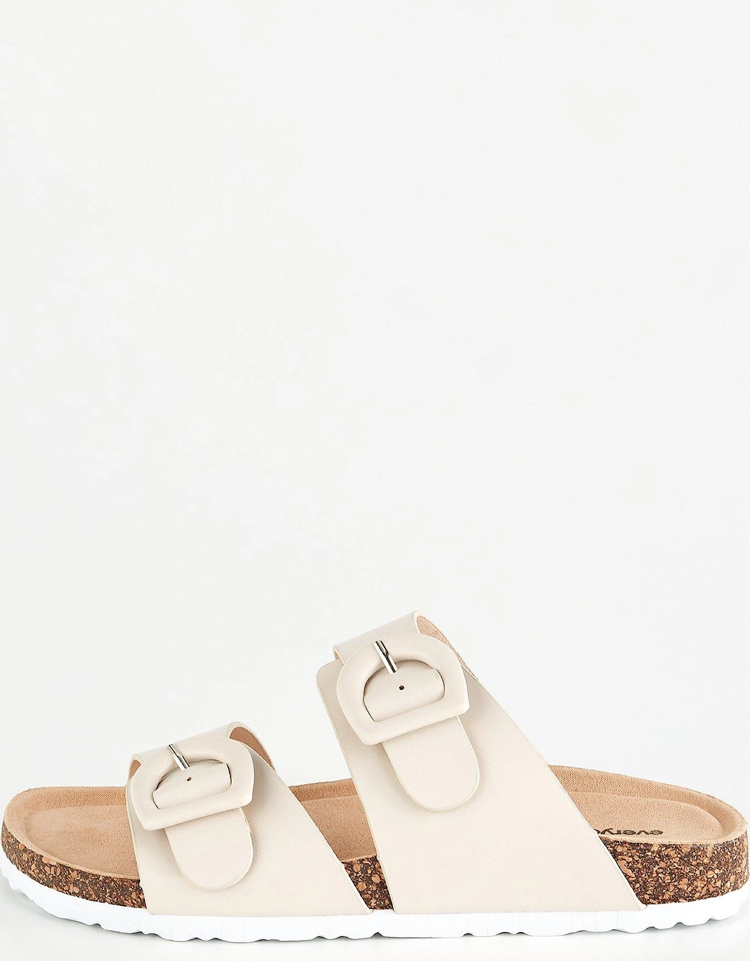 Extra Wide Fit Buckle Footbed Sandal - Cream