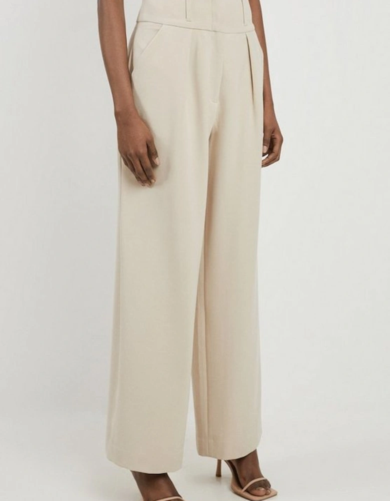 Petite Tailored High Waisted Pleated Wide Leg Trousers