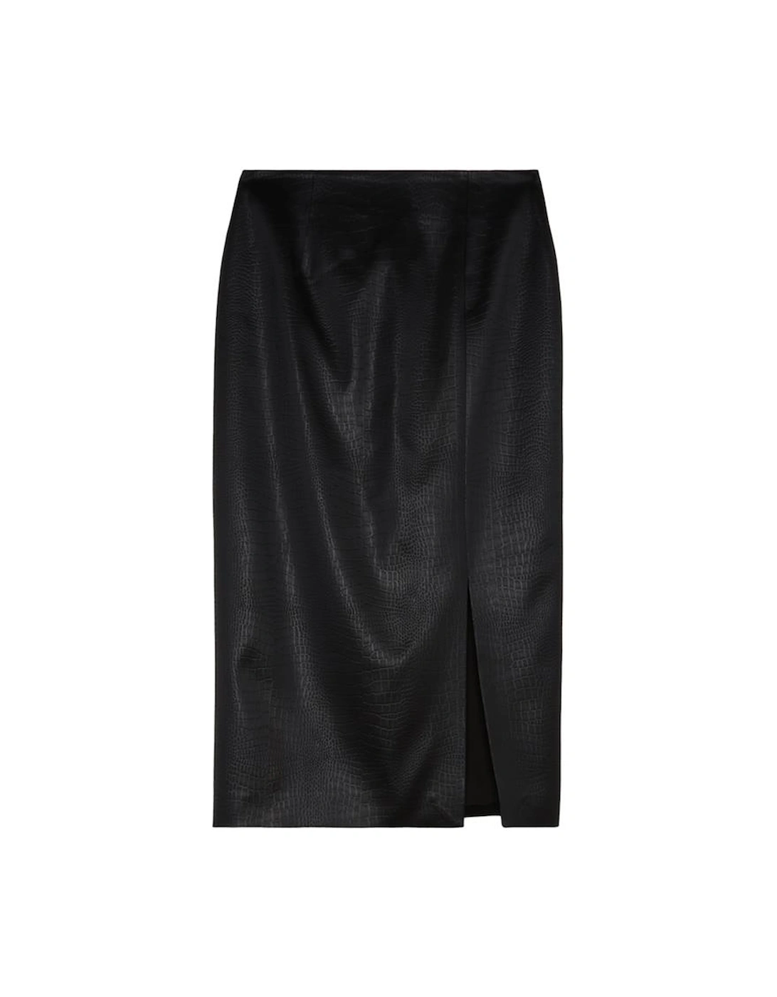 Textured Italian Satin Tailored Midi Skirt