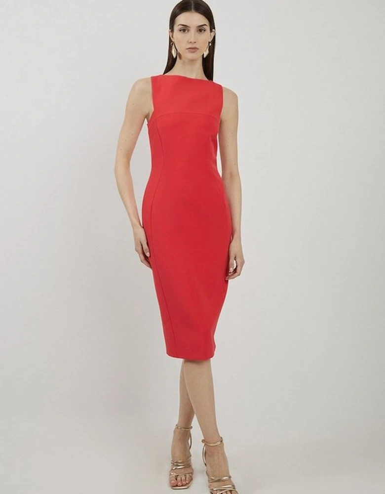 Petite Stretch Crepe Panelled Tailored Midi Dress