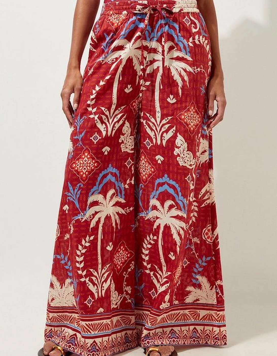 Printed Cotton Voile Beach Trousers