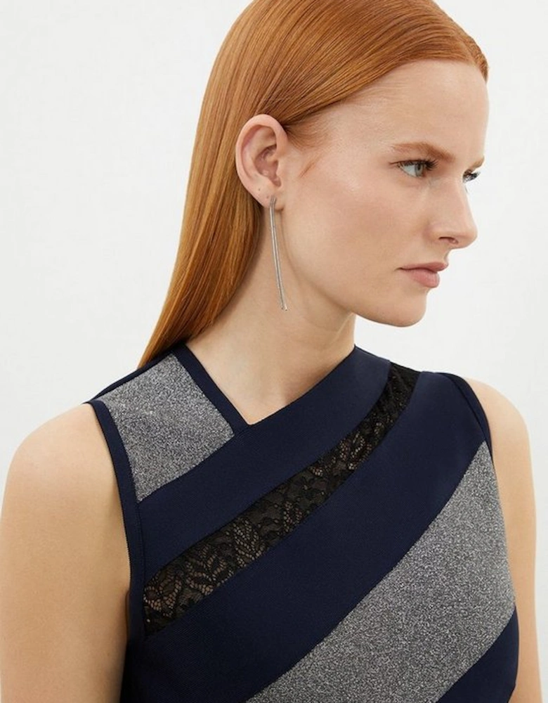 Figure Form Bandage Lace Detail Sleeveless Knit Midaxi Dress
