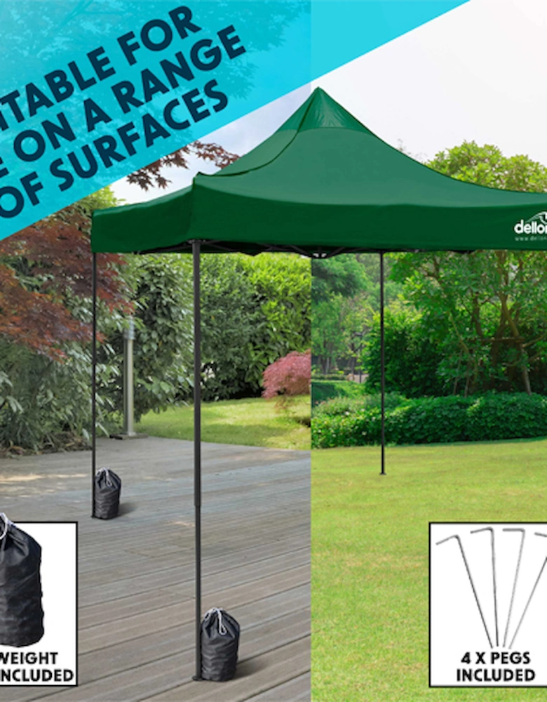 Premium 3x3m Pop-Up Gazebo & Side Walls, Water Resistant, Carry Bag, Stakes & Weight Bags Dark Green