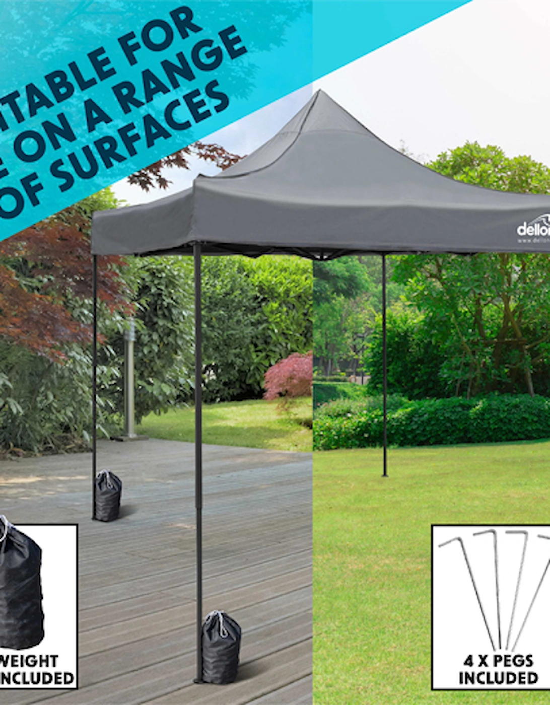 Premium 3x3m Pop-Up Gazebo & Side Walls, Water Resistant, Carry Bag, Stakes & Weight Bags Grey