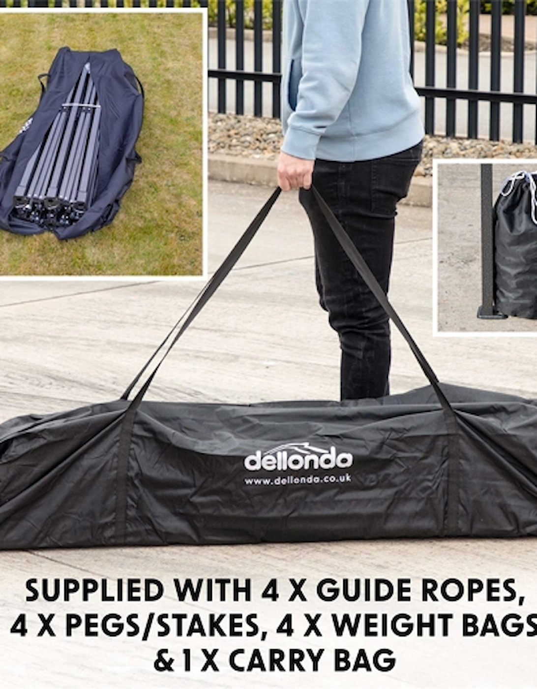 Premium 3x6m Pop-Up Gazebo & Side Walls, Water Resistant, Carry Bag, Stakes & Weight Bags Blue