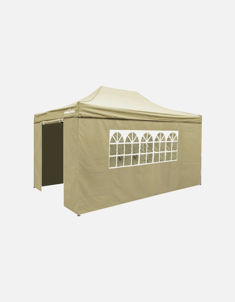 Premium 3x4.5m Pop-Up Gazebo & Side Walls, Water Resistant, Carry Bag, Stakes & Weight Bags Beige