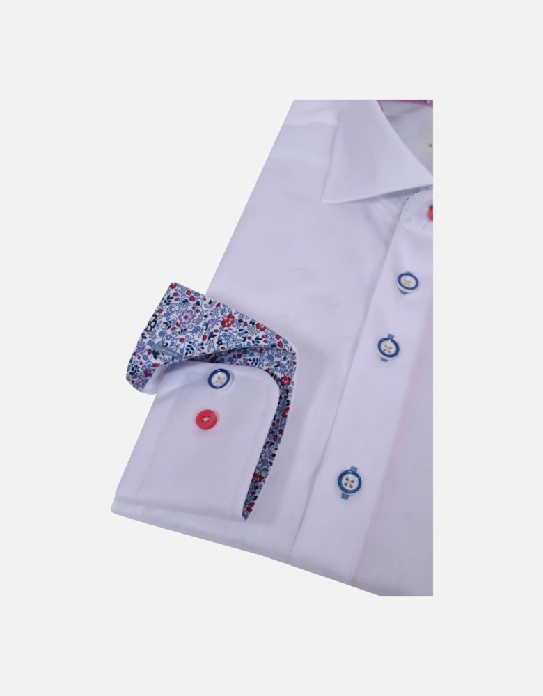 Cut Away Collar Trimmed With Liberty Print White