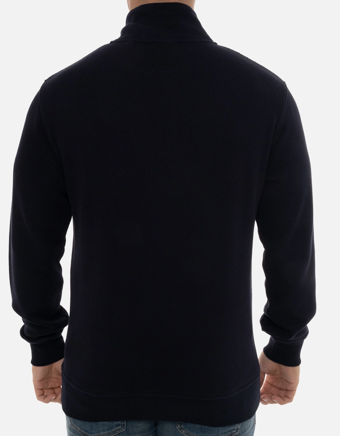 Mens Waffle Texture Half Zip Sweatshirt (Navy)