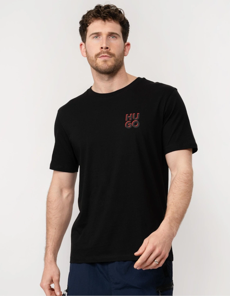 HUGO Dimento Mens 2 Pack Stacked Logo T-Shirts