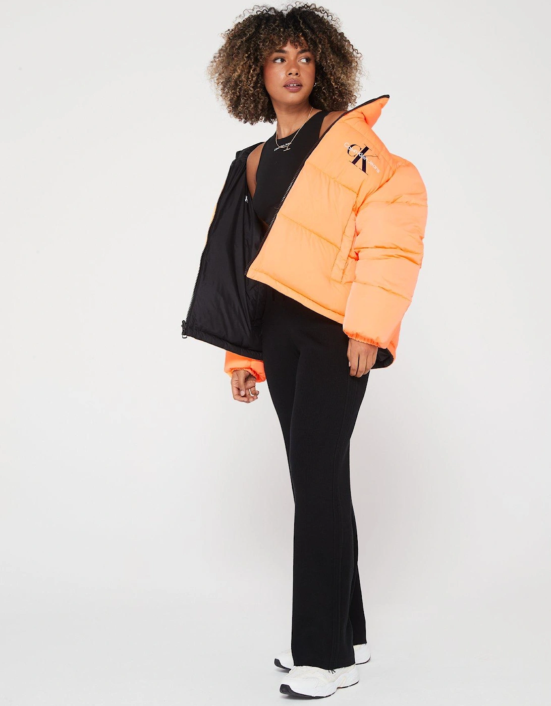 Reversible 90's Padded Coat - Orange/Black