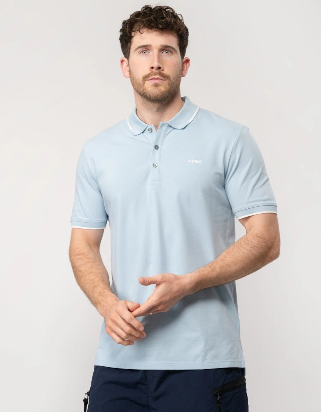 Dinoso222 Mens Stretch Cotton Slim-Fit Polo with Printed Logo, 5 of 4