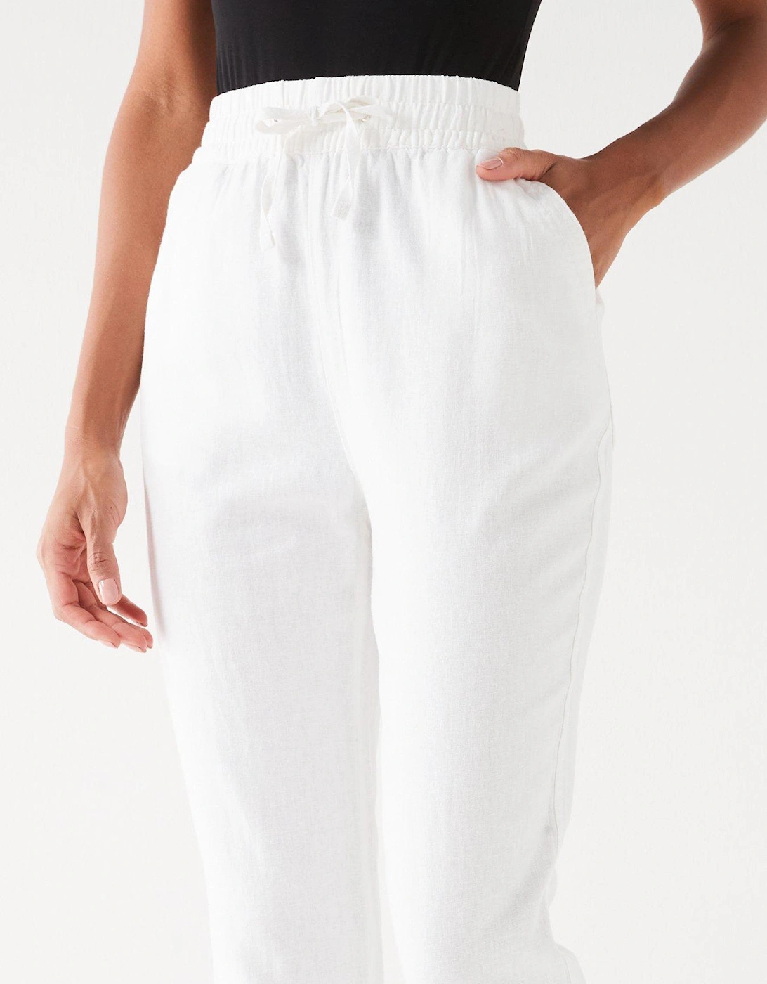 Linen Blend Trousers - White