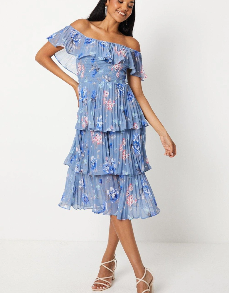 Bardot Printed Tiered Midi Dress