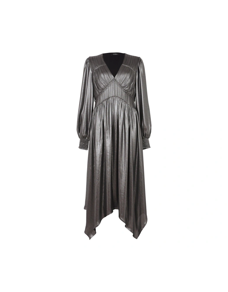Estelle Metallic Dress - Gunmetal Grey