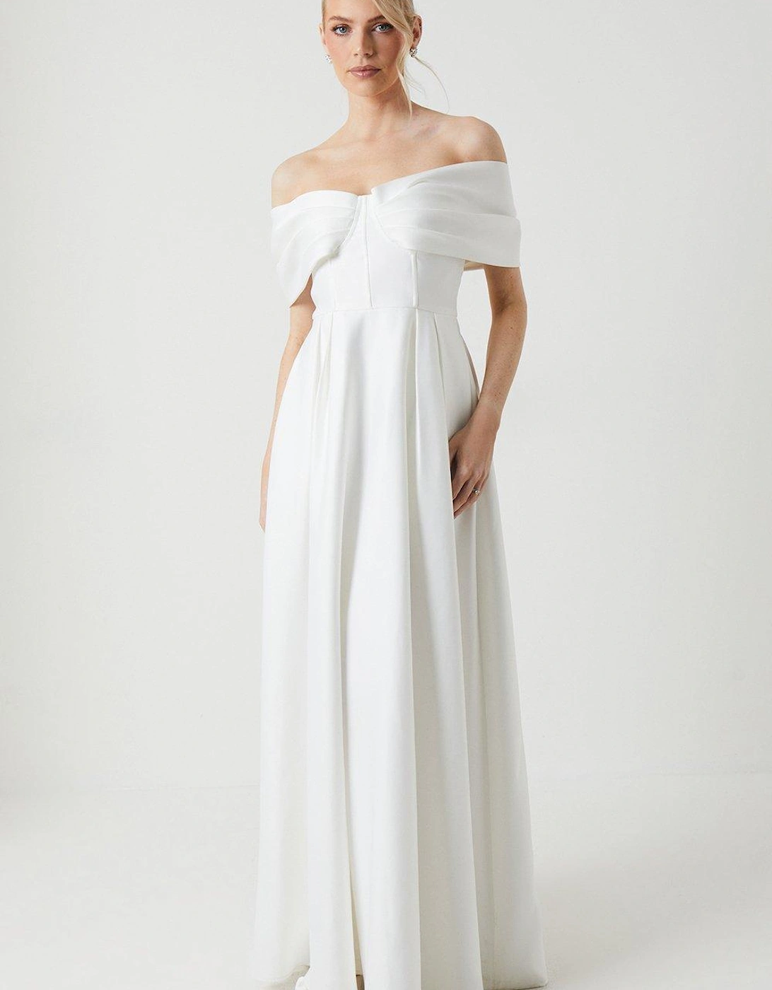 Sweetheart Structured Satin Full Skirted Wedding Dress, 6 of 5