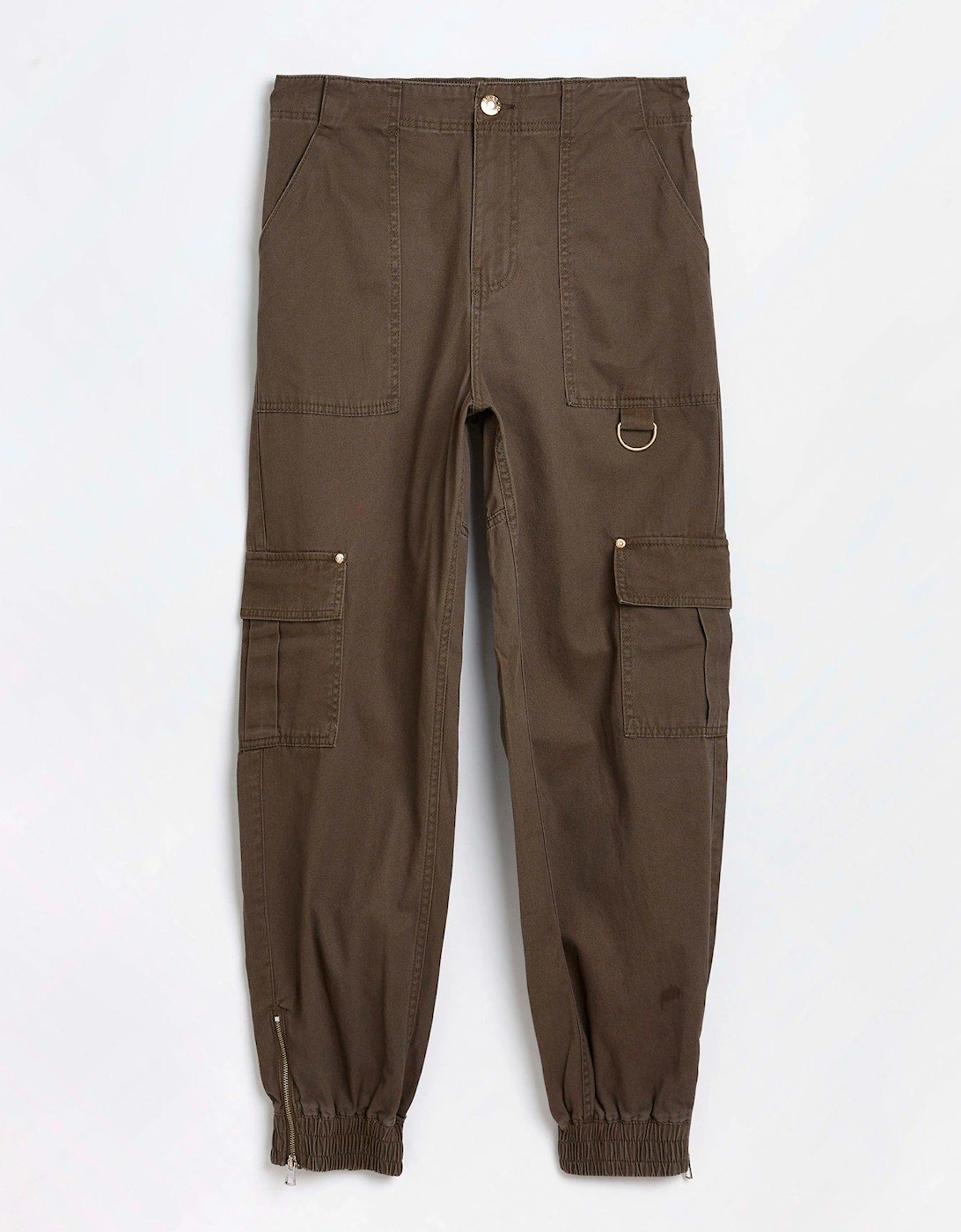 Zip Cuff Cargo Trousers - Khaki