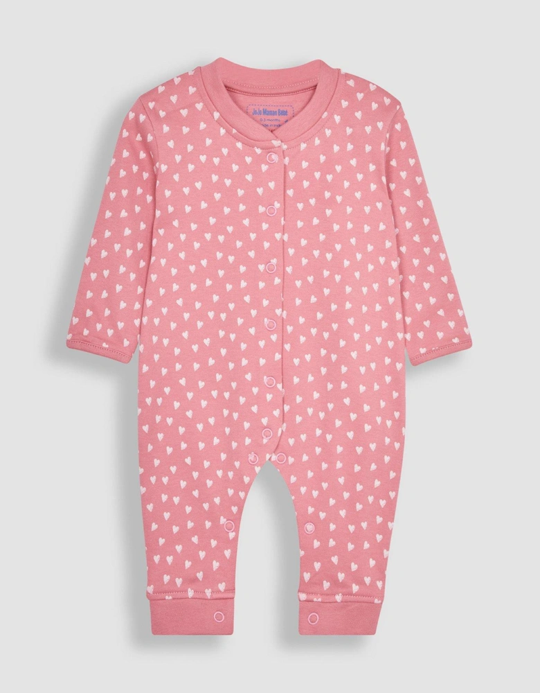Girls 2-Pack Love Heart Sleepsuits - Pink