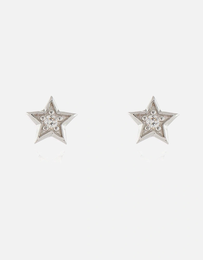 Cachet Luna Star stud Earrings plated in Rhodium
