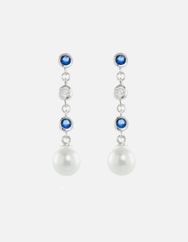 Cachet Inge Earrings Pearl and CZ Platinum Plated