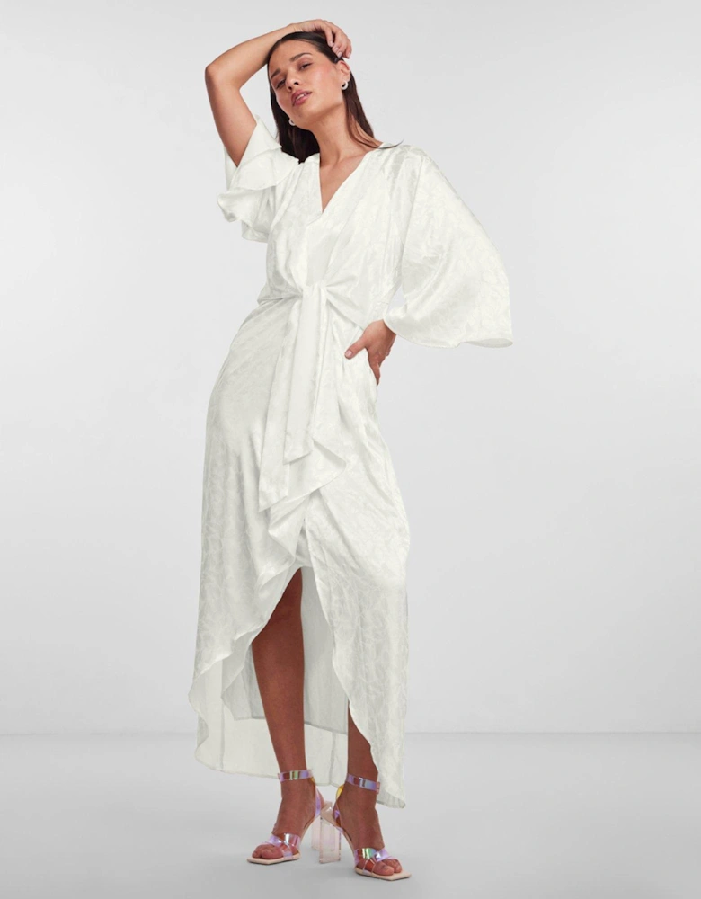 Jacquard Wrap Maxi Dress - White