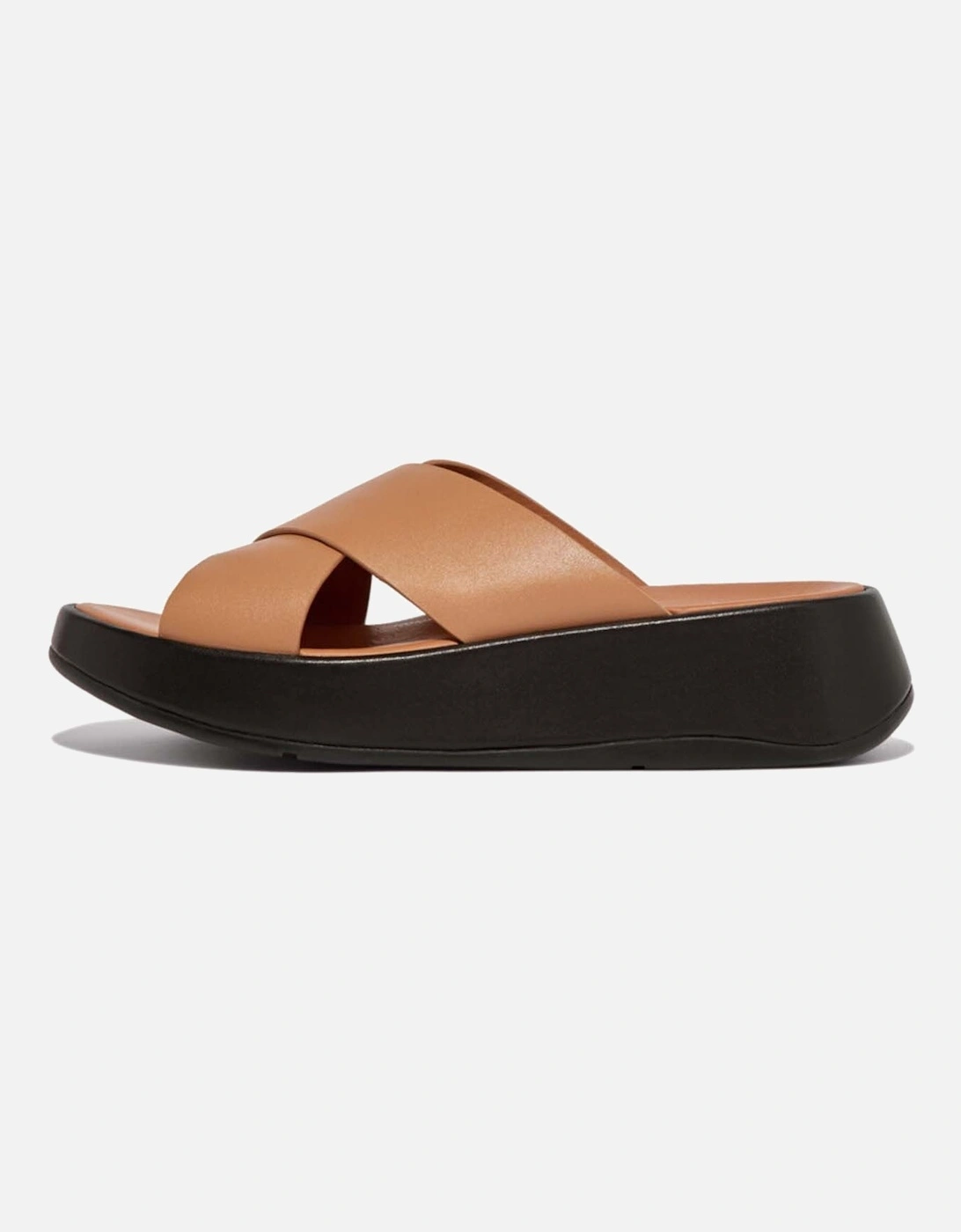 Womens F-Mode Leather Flatform Slide Sandals, 7 of 6