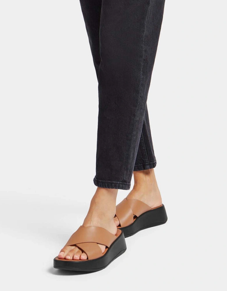 Womens F-Mode Leather Flatform Slide Sandals