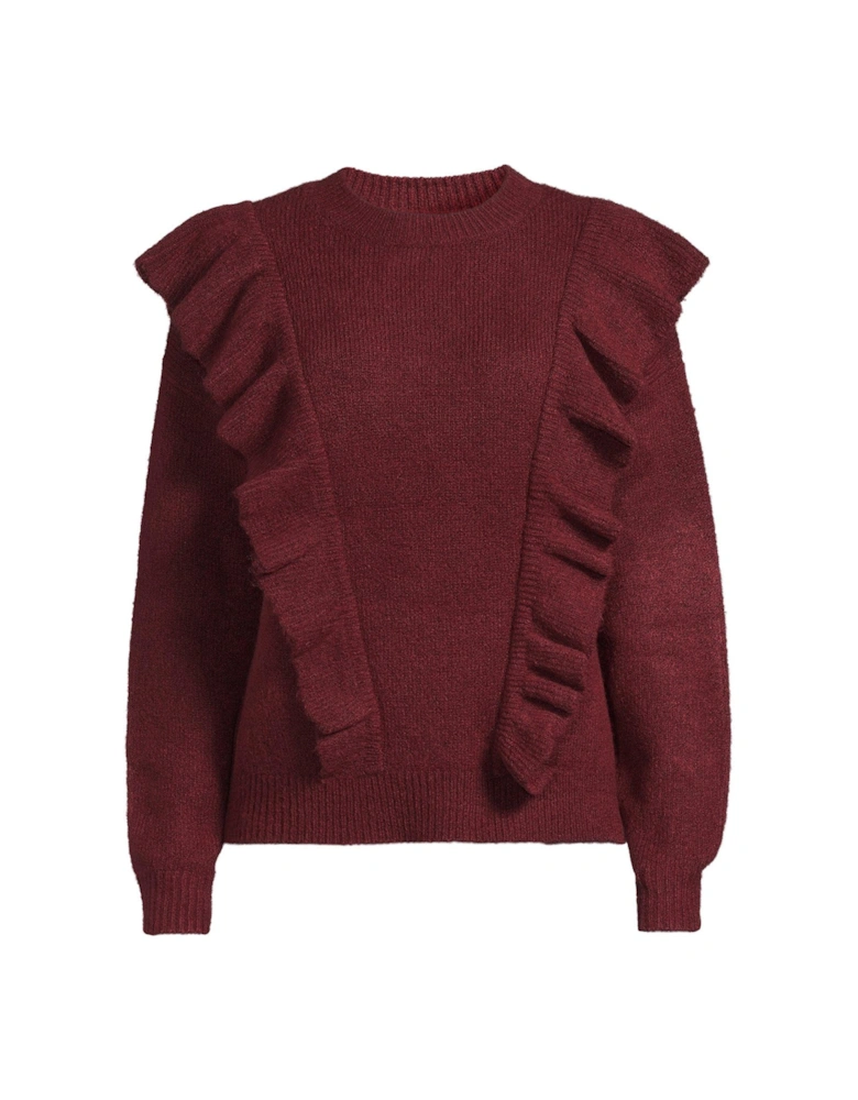 x V by Very Frill Detail Jumper - Wine