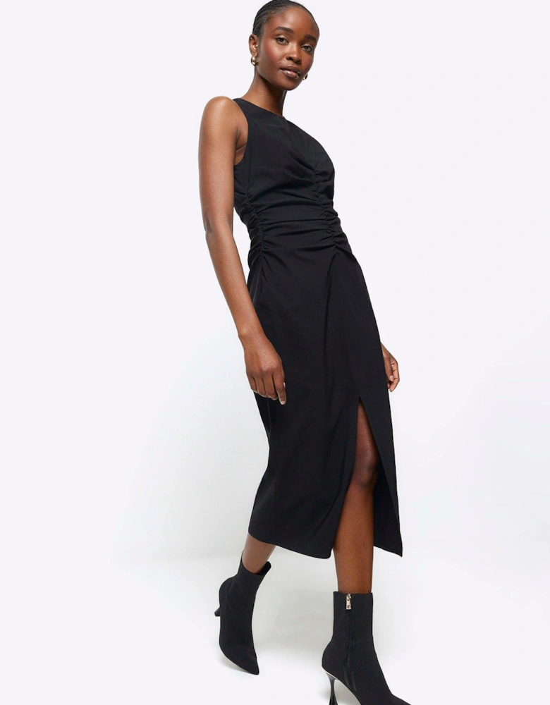 Ruched Detail Dress - Black