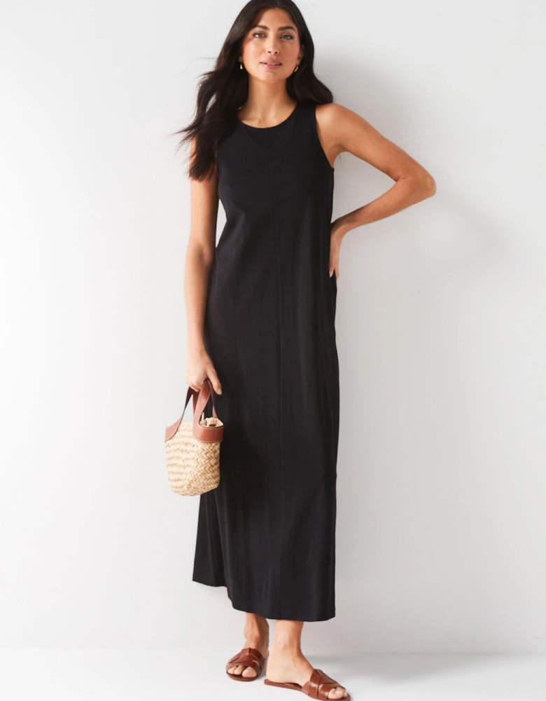 Sleeveless Column Maxi Dress - Black