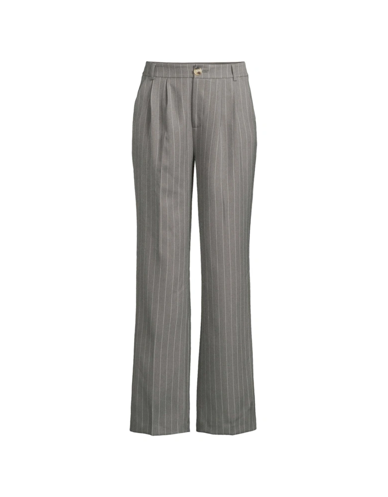 Wide Leg Pinstripe Trousers - Grey