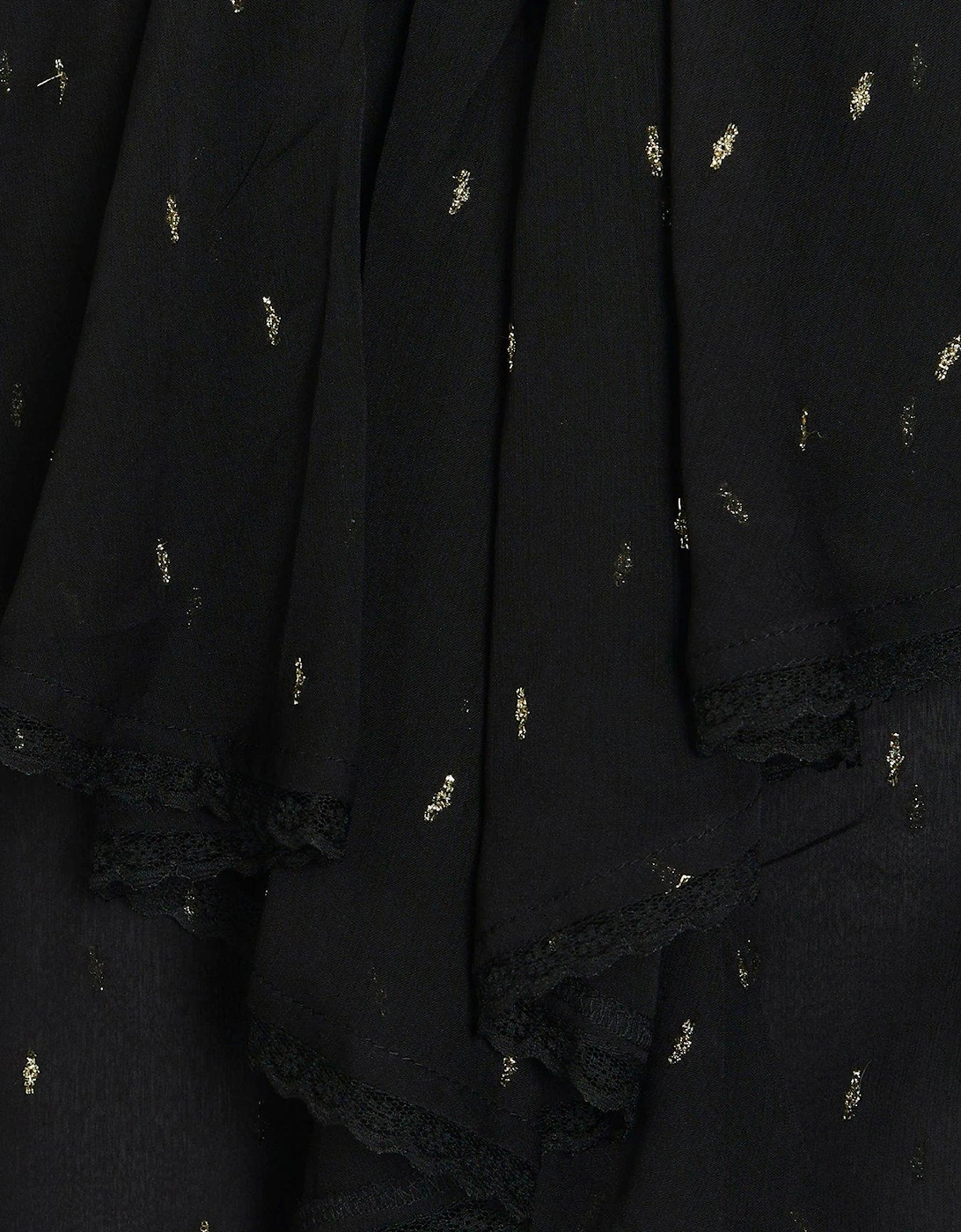 Lurex Frill Detail Blouse - Black