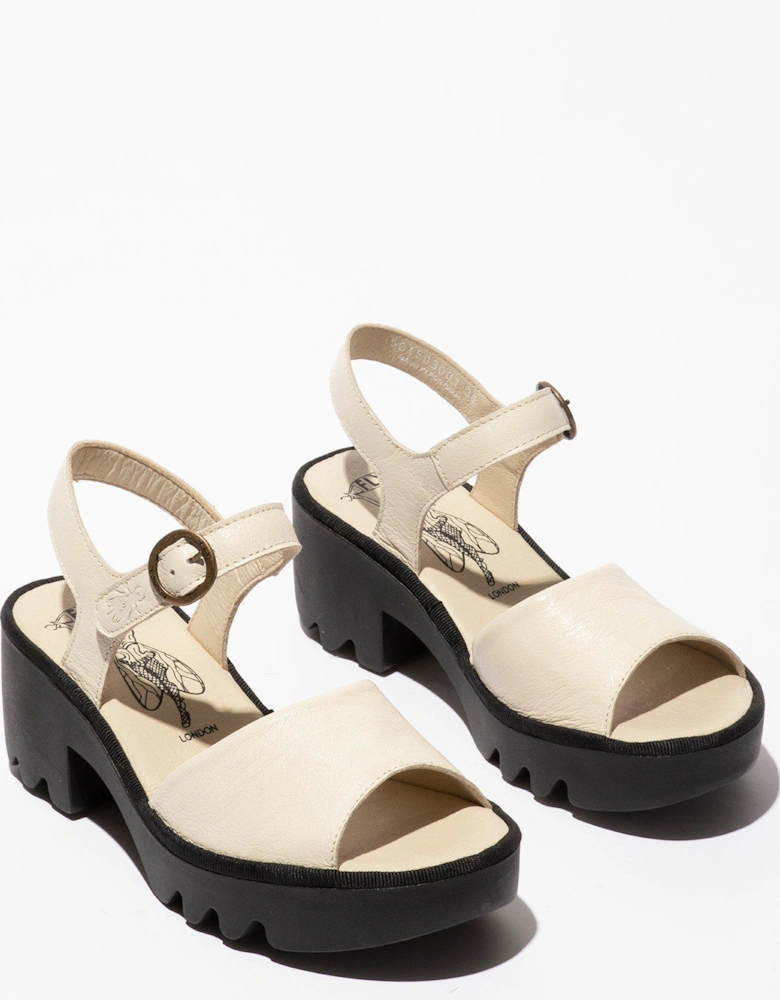 Tull Open Toe Leather Shoes - Off White & Black