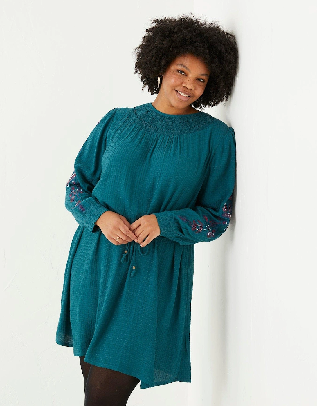 Hove Embroidered Dress - Teal