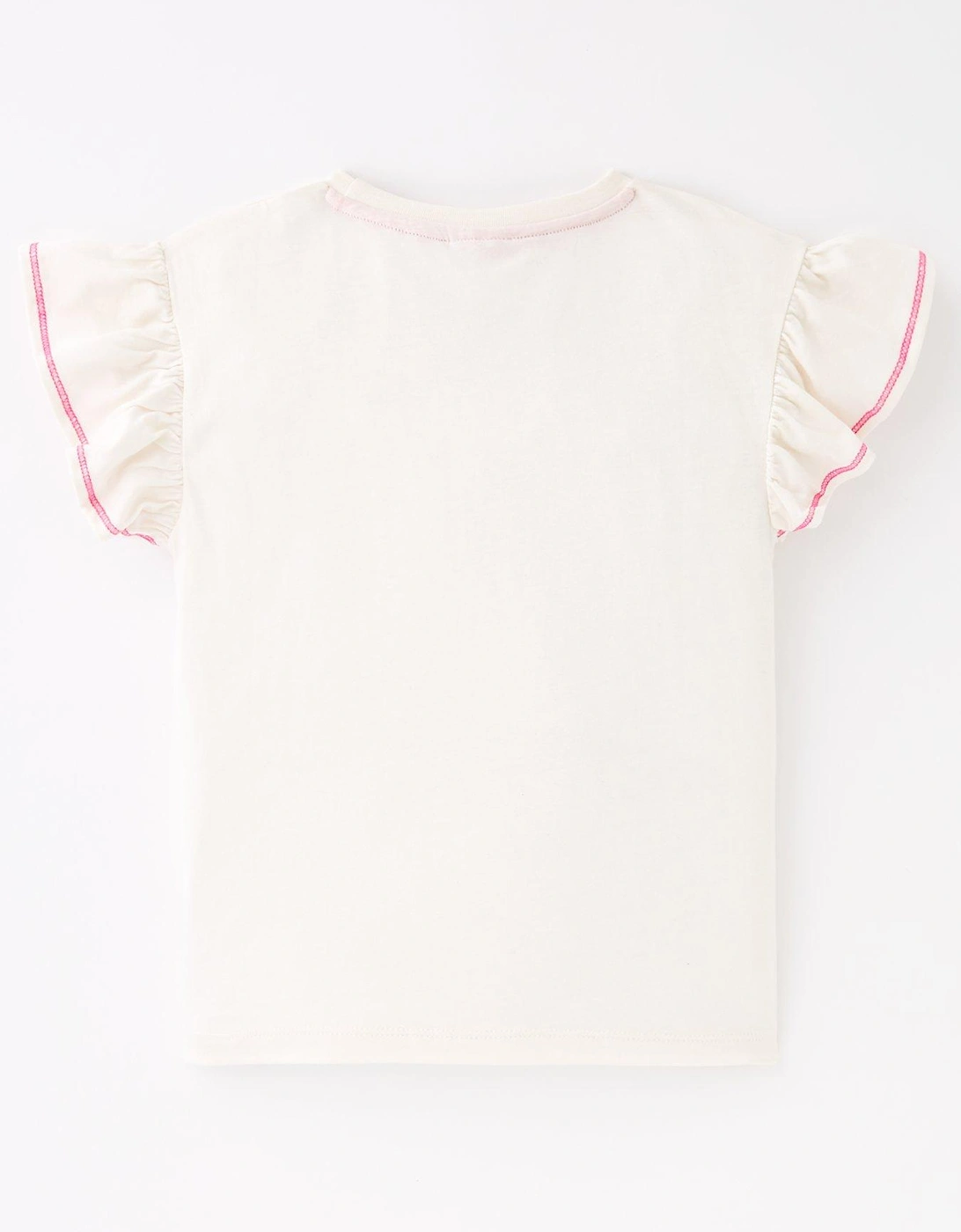 Logo Frill Sleeve T-Shirt - Cream