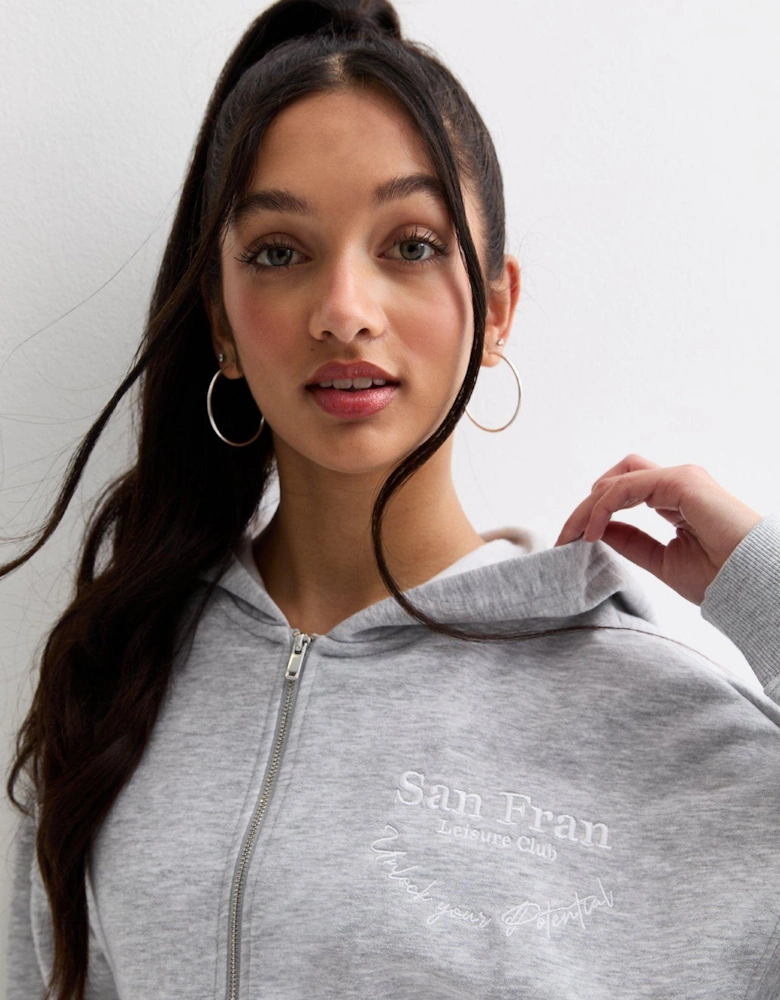 Girls Grey San Fran Logo Zip Up Hoodie
