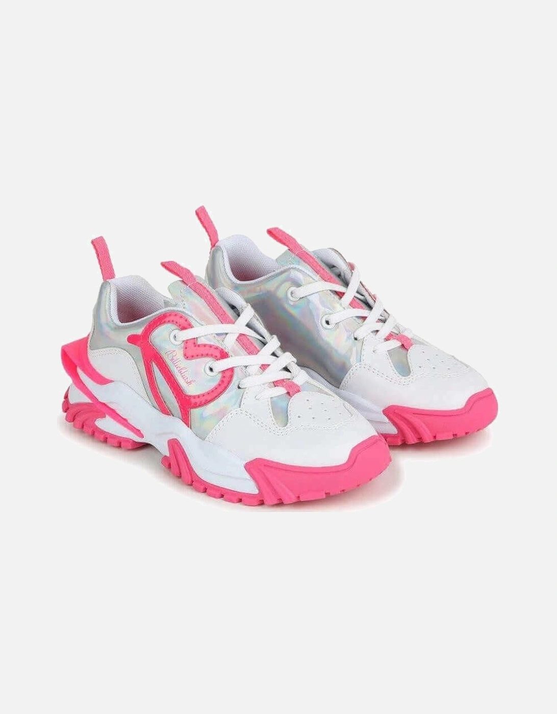 Girls Pink Lace Up Trainers, 7 of 6