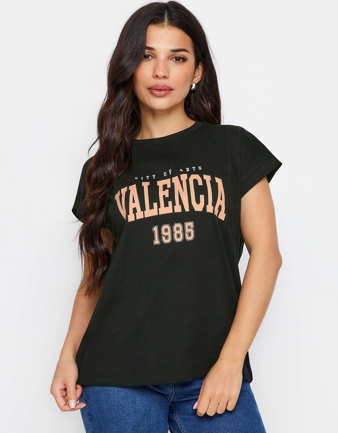 Petite Valencia Grown On Sleeve T Shirt - Black, 2 of 1