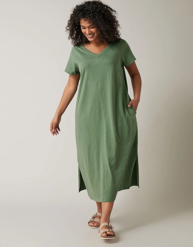Slub Jersey Dress Khaki - Green